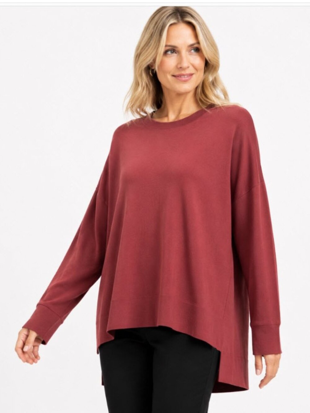 Eileen Fisher Dusty Rose Wool Oversized Crewneck Sweater Size S